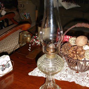 Vintage Kerosene Lamp - Embossed Base - Antique Oil Lamp - Farm Primitive